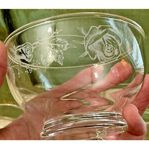 Vintage Taylor Smith & Taylor Rosebud Glassware Dessert Glasses TST78